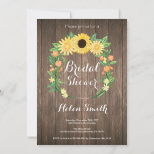 Rustic Sunflowers Bridal Shower Invitation