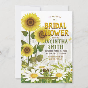 Rustic Sunflowers Bridal Shower Invitation