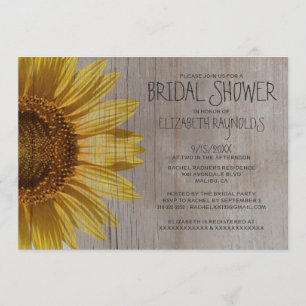 Rustic Sunflowers Bridal Shower Invitations