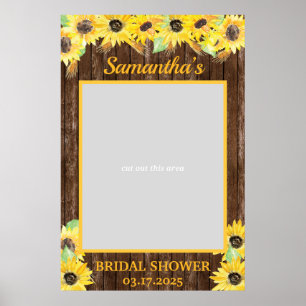 Rustic Sunflowers Bridal Shower Photo Prop Frame Poster