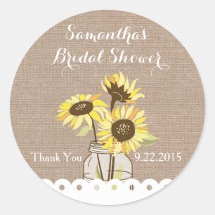 Rustic Sunflowers Bridal Shower Sticker