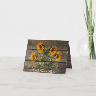 Rustic Sunflowers Butterflies Barn Board Note Card