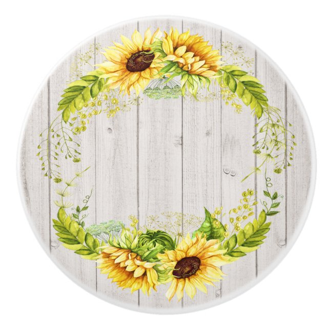 Rustic Sunflowers Ceramic Knob (Front)
