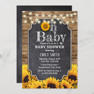 Rustic Sunflowers Chalkboard Baby Shower Invitation