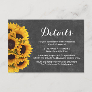 Rustic Sunflowers Chalkboard Wedding Details Invitation