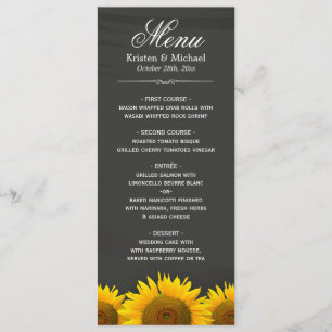 Rustic Sunflowers Chalkboard Wedding Dinner Menu