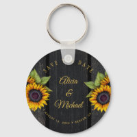 Rustic sunflowers chic barn wood wedding save date