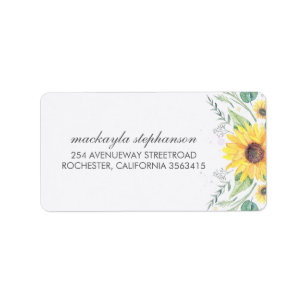 Rustic Sunflowers Country Wedding Label