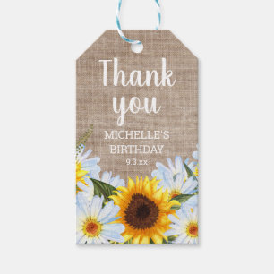 Rustic Sunflowers Daisies Birthday Party Name Date Gift Tags