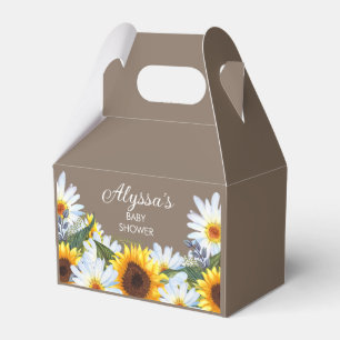 Rustic Sunflowers Daisies Yellow Brown Baby Shower Favour Box
