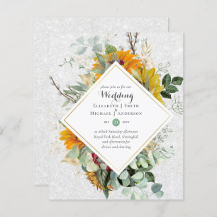 Rustic Sunflowers Eucalyptus Greenery Wedding Inv.