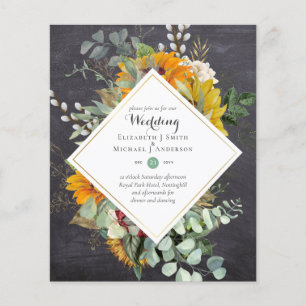 Rustic Sunflowers Eucalyptus Greenery Wedding Inv. Flyer