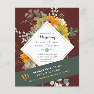Rustic Sunflowers Eucalyptus Greenery Wedding Inv. Flyer