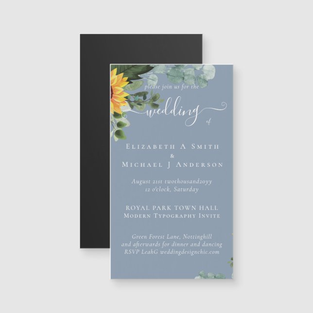 Rustic Sunflowers Eucalyptus Leaves Wedding (Front/Back)