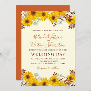 Rustic Sunflowers Fall Wedding Invitation
