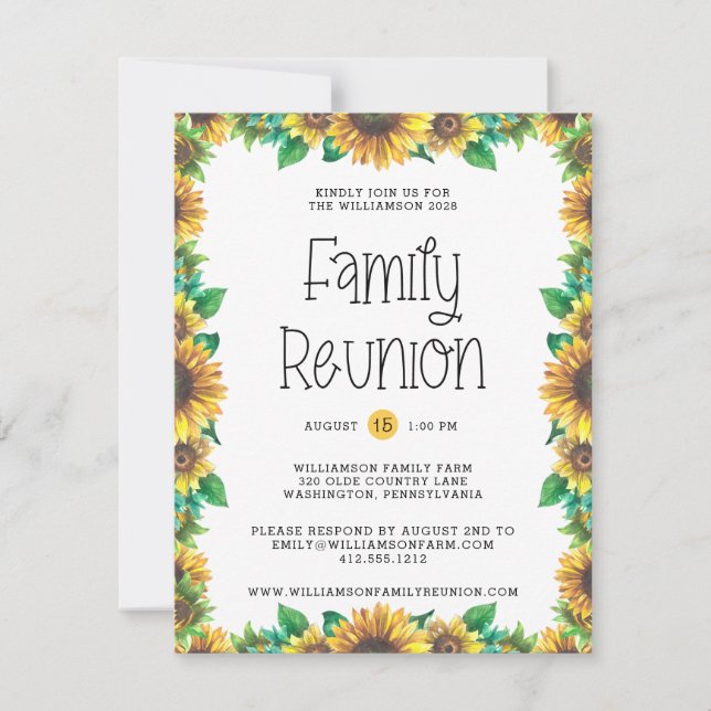 Rustic Sunflowers Family Reunion Invitation (Front)