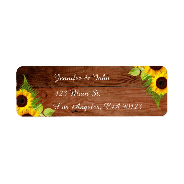 Rustic Sunflowers Fern Return Address Labels (Front)