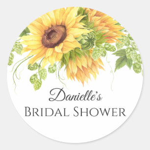 Rustic Sunflowers Floral Bridal Shower Classic Round Sticker