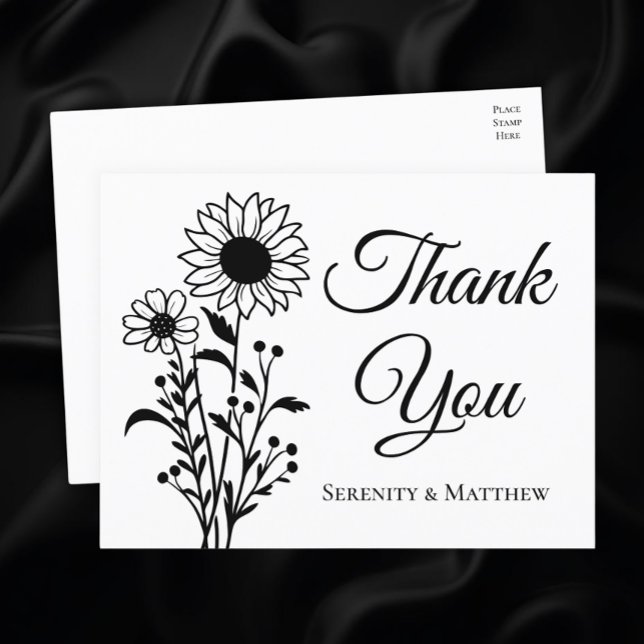 Rustic Sunflowers Floral Wedding Thank You  Postcard (Creator Uploaded)