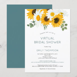 Rustic Sunflowers Florals Virtual Bridal Shower Invitation