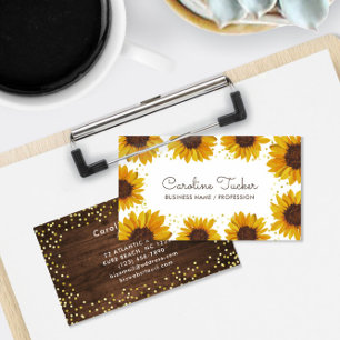 Rustic Sunflowers Gold Dots Boutique Business Card
