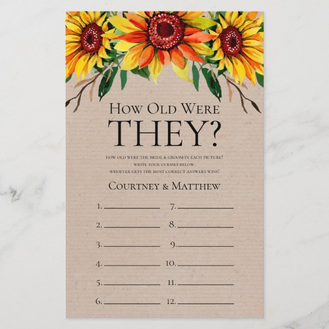 Rustic Sunflowers How Old Were They (Front)