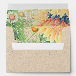 Rustic Sunflowers   Kraft Paper Wedding Envelopes