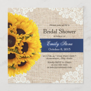 Rustic Sunflowers Lace & Burlap Bridal Shower Invitation