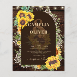 Rustic Sunflowers Lace Lights Arch Summer Wedding Flyer