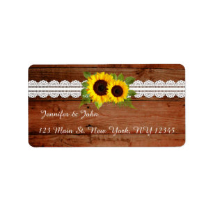 Rustic Sunflowers Lace Return Address Labels