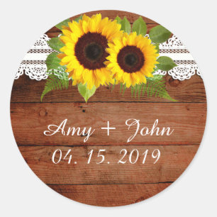 Rustic Sunflowers Lace Wedding Stickers