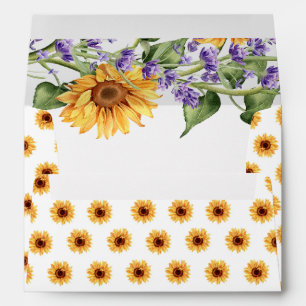 Rustic Sunflowers & Lavander Wedding Envelope