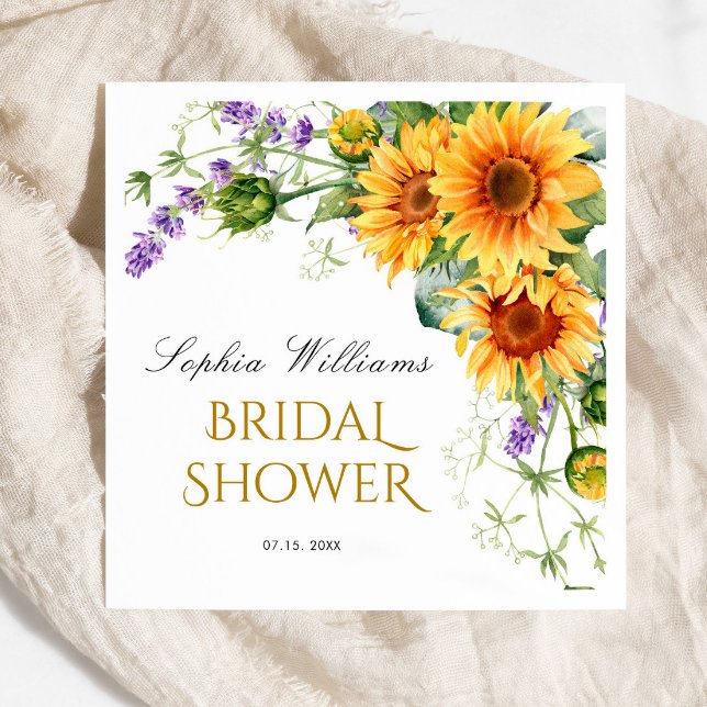 Rustic Sunflowers & Lavender Bridal Shower Napkin (Creator Uploaded)