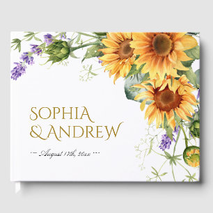 Rustic Sunflowers & Lavender Wedding Guest Book