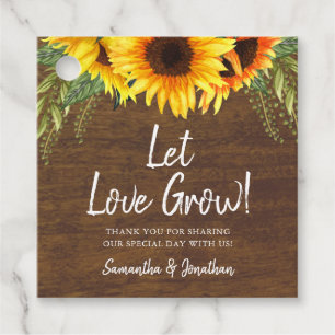 Rustic Sunflowers Let Love Grow Wedding Thank You Favour Tags