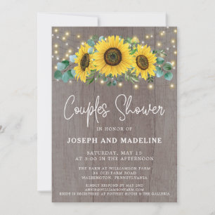 Rustic Sunflowers & Lights Couples Shower  Invitat Invitation