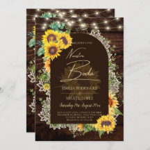 Rustic Sunflowers Lights Lace Arch Wedding