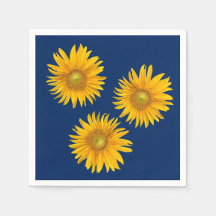 Rustic Sunflowers Navy Blue Napkin
