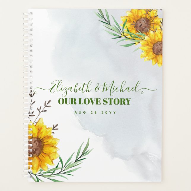 Rustic Sunflowers Newlyweds Gift Planners Journals (Front)