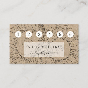 Rustic Sunflowers on kraft paper loyalty card