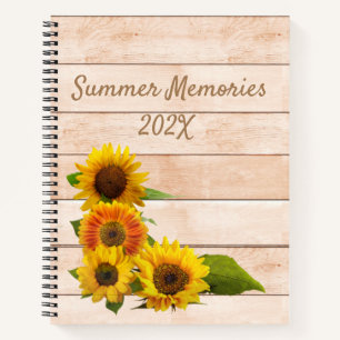 Rustic Sunflowers on Wood Notebook