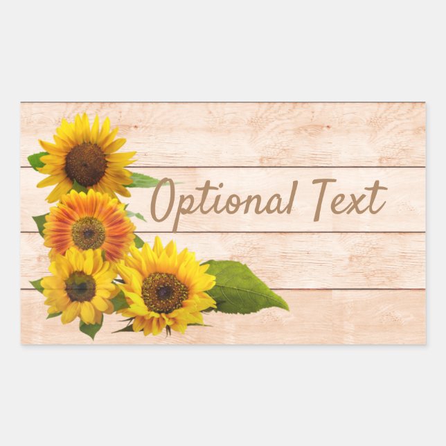 Rustic Sunflowers on Wood Rectangular Sticker (Front)
