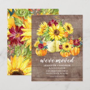 Rustic Sunflowers Pumpkins Moving Announcement