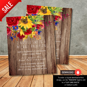 Rustic Sunflowers Red Roses Bridal Couples Shower