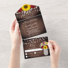 Rustic Sunflowers Roses Jar Lights Wedding