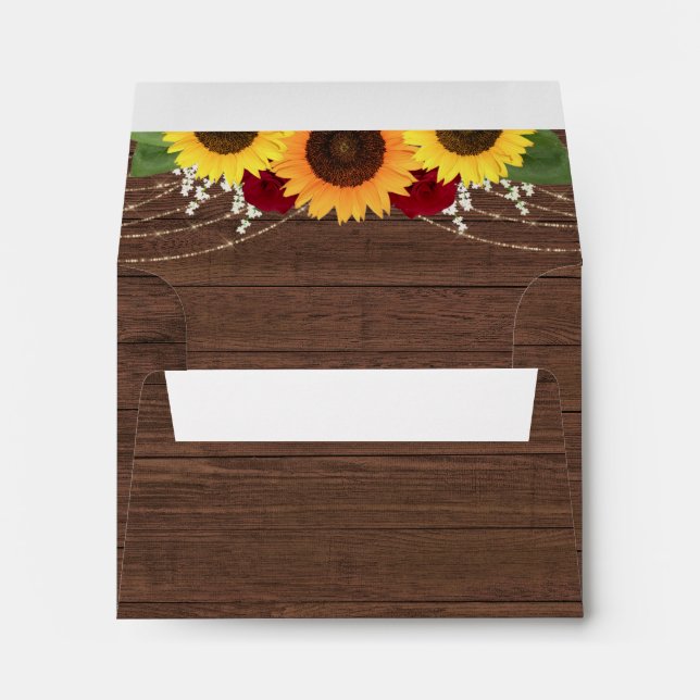 Rustic Sunflowers Roses RSVP Card Return Address Envelope (Back (Bottom))