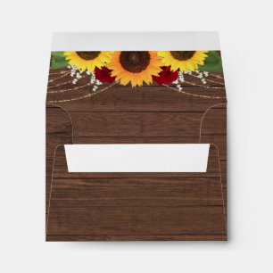 Rustic Sunflowers Roses RSVP Card Return Address Envelope