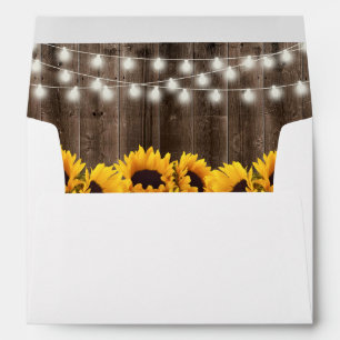 Rustic Sunflowers String Lights Barn Wedding Envelope