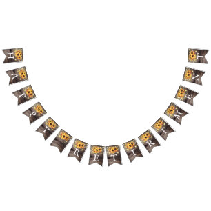 Rustic Sunflowers String Lights Retirement Party Bunting