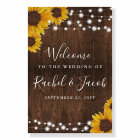 Rustic Sunflowers String Lights Wedding Banner Foa